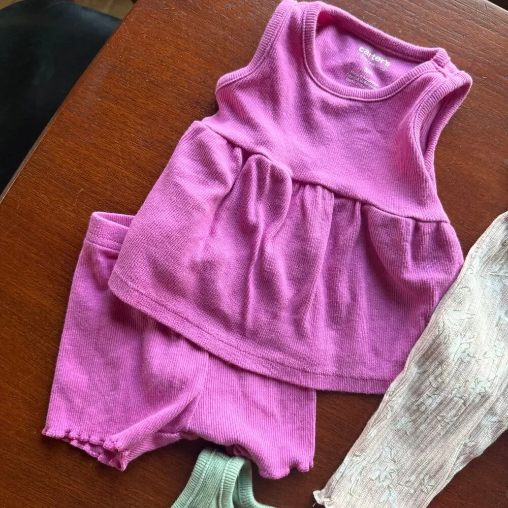 CARTERS baby girls lot of outfits ribbed tank peplum dresses with shorts, etc
